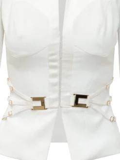Jacket with Deep Neckline and Belt Detail