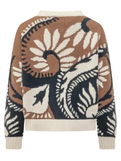 Jacquard Sweater with Floral Pattern