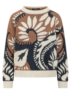 Jacquard Sweater with Floral Pattern