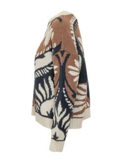 Jacquard Sweater with Floral Pattern