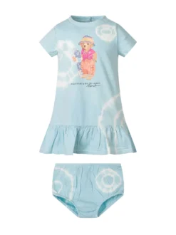 Jersey Dress with Bear Print and Bloomers