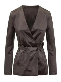 Jia Jacket with Belt and V Neck