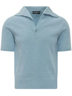 Knit Polo with Open Collar