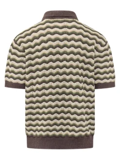 Knit Polo with Wave Pattern