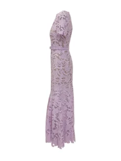 Lace Midi Dress with Belt