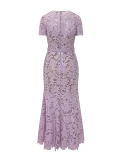 Lace Midi Dress with Belt