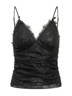 Lace Top with Straps and V Neck