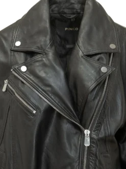 Leather Biker Jacket with Belt