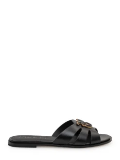 Leather Sliders with Metal Detail