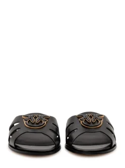 Leather Sliders with Metal Detail