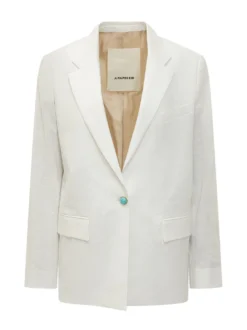 Linen Jacket with Lapels and Single Button
