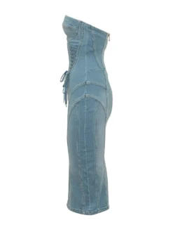 Long Denim Dress with Lacing