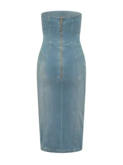 Long Denim Dress with Lacing
