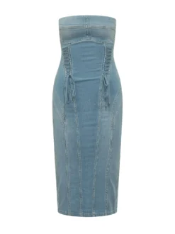 Long Denim Dress with Lacing