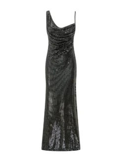 Long Draped Dress with Rhinestones