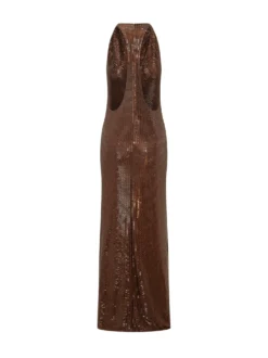 Long Dress with Draped Neckline