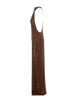 Long Dress with Draped Neckline