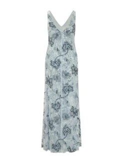 Long Dress with V Neck and Print