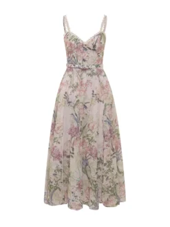 Long Floral Dress with Belt