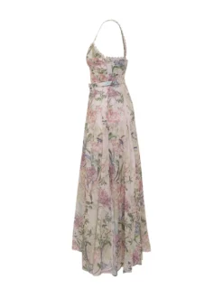 Long Floral Dress with Belt