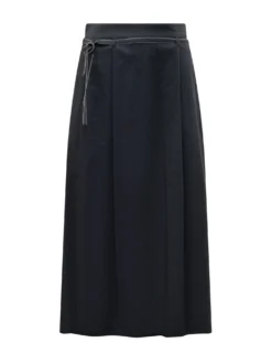 Long Gabardine Skirt with Belt