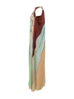 Long Halter Dress with Wavy Print