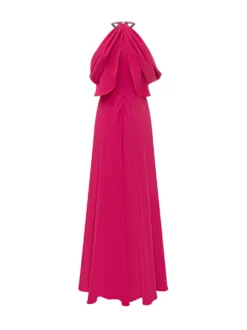 Long Halter Neck Dress with Draped Bodice