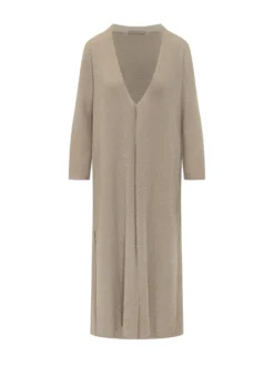 Long Open Front Coat with V Neck