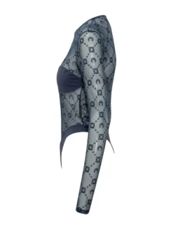 Long Sleeve Embroidered Tulle Bodysuit