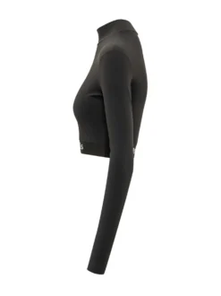 Long Sleeve Mockneck Top with Logo Band
