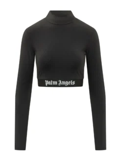 Long Sleeve Mockneck Top with Logo Band