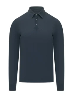 Long Sleeve Polo Shirt with Collar and Buttons