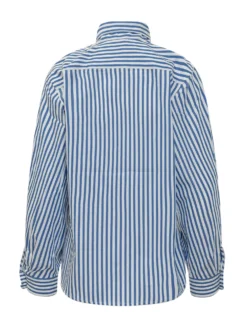 Long Sleeve Striped Shirt with Neck Bow