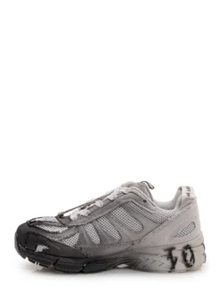 Low Top Sneakers with Laces and Distressed Mesh Inserts