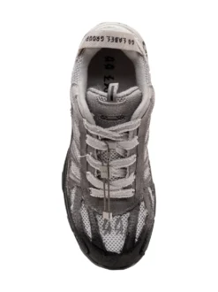 Low Top Sneakers with Laces and Distressed Mesh Inserts