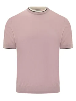 Maglia Maniche Corte con Girocollo a Contrasto