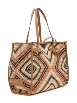 Marcella Geometric Woven Fabric Tote Bag