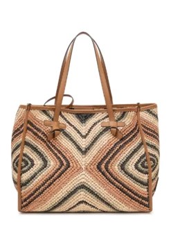 Marcella Geometric Woven Fabric Tote Bag
