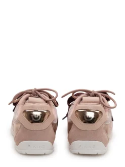 Mesh and Leather Sneakers with Metallic Details