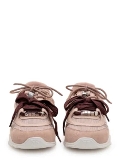 Mesh and Leather Sneakers with Metallic Details