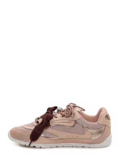 Mesh and Leather Sneakers with Metallic Details