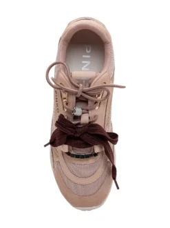 Mesh and Leather Sneakers with Metallic Details