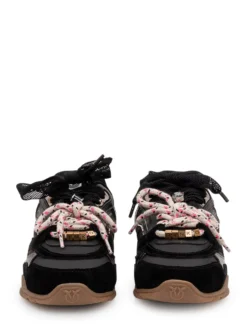 Mesh and Leather Sneakers with Metallic Details