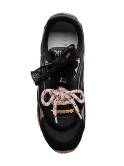 Mesh and Leather Sneakers with Metallic Details