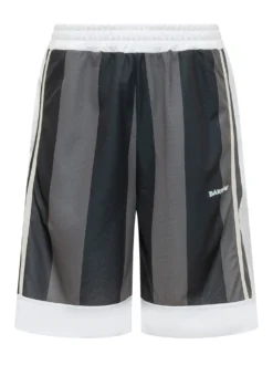Mesh Shorts with Striped Print