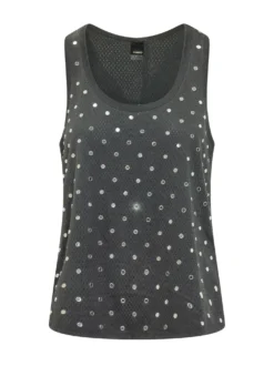 Mesh Tank Top with Embellishments