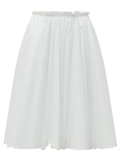 Midi A Line Skirt with Gathered Waist