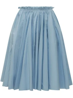 Midi A Line Skirt with Gathered Waist