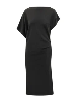 Midi Dress with Asymmetric Sleeves