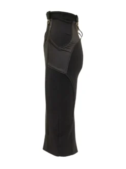 Midi Skirt with Belt and Seams